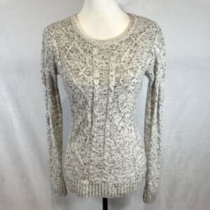 Max UK ivory speckled classic cable knit sweater size 6